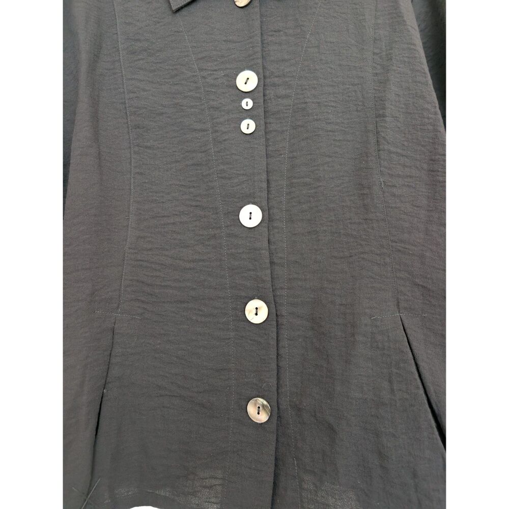 EUC Habitat Black Pleated Swing Shirt Button Up Lagenlook Sz XL Minimalist - Picture 16 of 16
